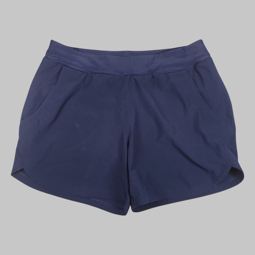 Lands' End Curvy Fit Board Shorts Quick Dry Swim Shorts Womens 14 Blue Lined